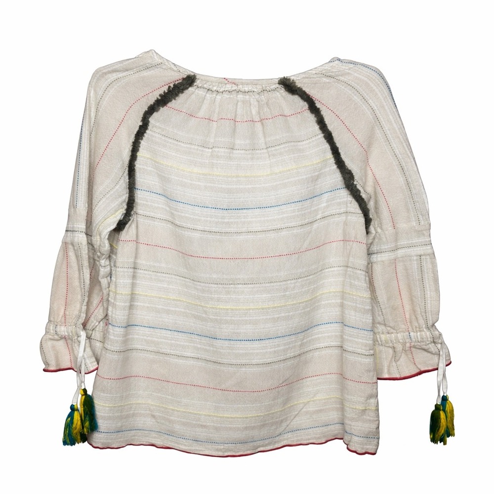 CG L CG Boho Peasant Blouse Size S Stripe Tassel Sleeve Festival Cottagecore - Picture 3 of 6